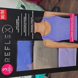 Reflex Size M 3 Pack of Soft Ribbed Seamless Tank Tops